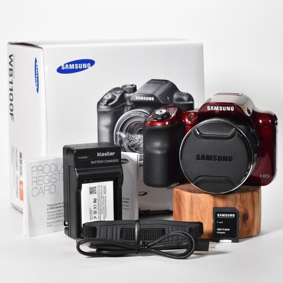 Samsung WB1100F Digital Camera 16.4MP 35x Optical Zoom HD Video WiFi NFC Red - Picture 1 of 16